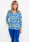 Leon Collection Geometric Print Top, Blue & Green