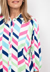 Leon Collection Diagonal Block Pattern Blouse, White Multi