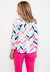 Leon Collection Diagonal Block Pattern Blouse, White Multi