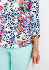 Leon Collection Animal Print Tie Hem Top, Multi