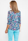 Leon Collection Floral Ruched Top, Navy Multi
