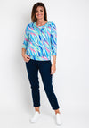 Leon Collection Bow Cowl Neck Print Top, Multi
