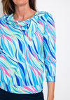 Leon Collection Bow Cowl Neck Print Top, Multi
