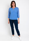 Leon Collection Ruffle Collar Chiffon Top, Blue
