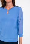Leon Collection Ruffle Collar Chiffon Top, Blue