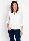 Leon Collection Ruffle Collar Chiffon Top, White