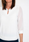 Leon Collection Ruffle Collar Chiffon Top, White