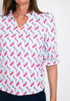 Leon Collection Ruffle Trim Link Top, Multi
