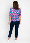 Leon Collection Ruffle Trim Camo Print Top, Pink & Blue