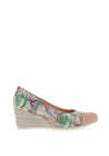 Zanni & Co. Khaimah Leaf Print Wedge Shoes, Alumin Split