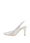 Zany Shimmer Sling Back Court Shoes, Silver