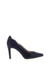 Zany Scalloped Pointed Toe Court Shoes, Navy