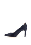 Zany Scalloped Pointed Toe Court Shoes, Navy