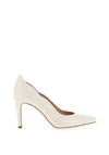 Zany Leather Scalloped Edge Court Shoes, White