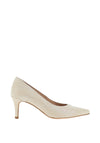 Zany Pebbled Suede Court Shoes, Gold