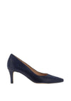 Zany Pebbled Suede Pointed Toe Court Shoes, Navy