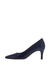 Zany Pebbled Suede Pointed Toe Court Shoes, Navy