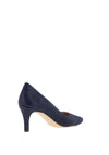 Zany Pebbled Suede Pointed Toe Court Shoes, Navy