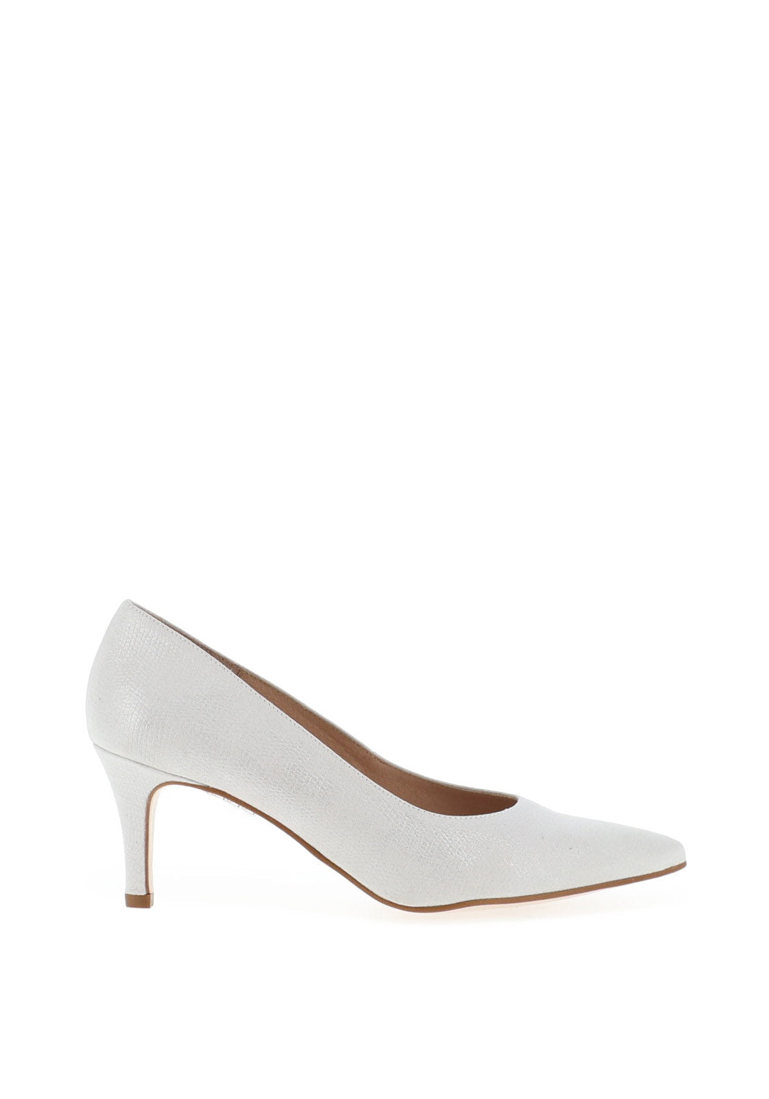 Zany Pebbled Glitter Pointed Toe Heeled Shoe, Silver