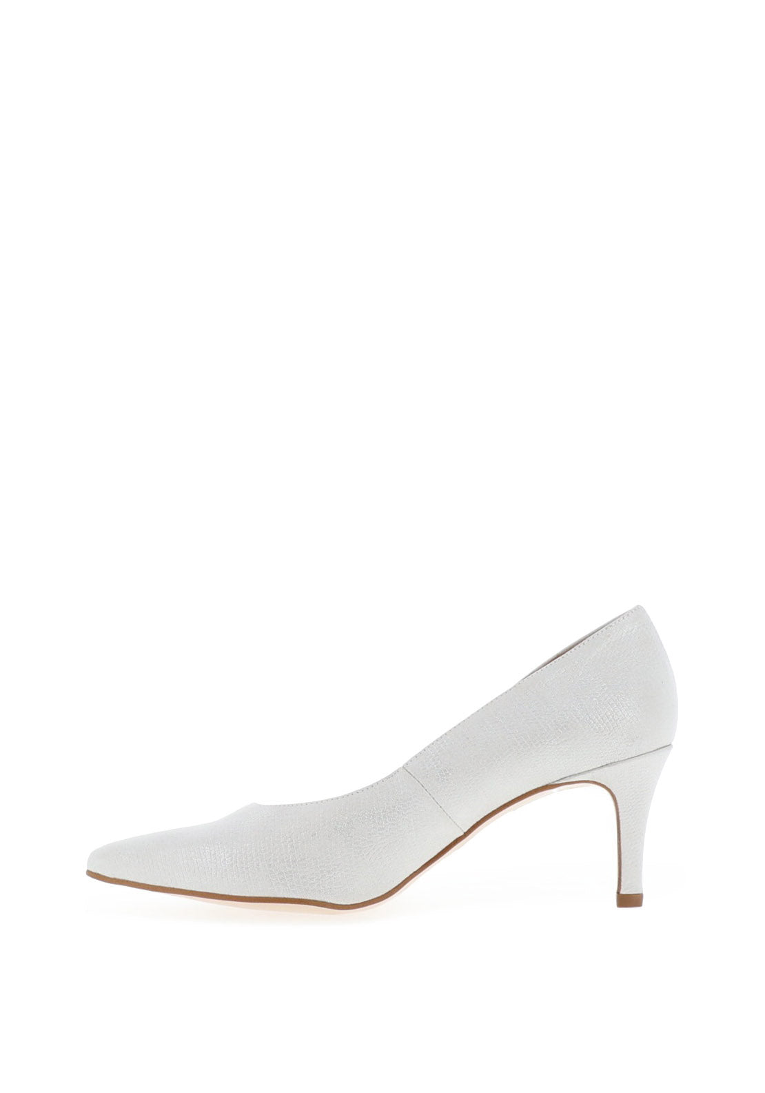 Zany Pebbled Glitter Pointed Toe Heeled Shoe, Silver