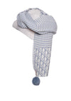 Zelly Dogtooth Bobble Wrap Scarf, Blue