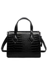 Zen Collection Small Crocodile Print Zip Handbag Bag, Black