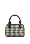 Zen Collection Houndstooth Mini Bowler Bag, Black & Grey