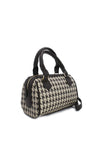 Zen Collection Houndstooth Mini Bowler Bag, Black & Grey