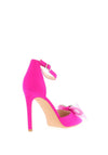 Zen Collection Diamante Mesh Bow Heeled Court Shoes, Pink