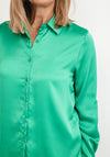 Seventy1 Satin Button Up Blouse, Emerald Green