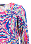 Leon Top Aisling Rainbow Print Round Neck Top, White Multi
