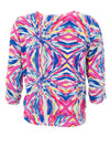 Leon Top Aisling Rainbow Print Round Neck Top, White Multi