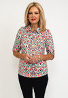 Leon Collection Maria Geo Print Half Zip Top, Multi