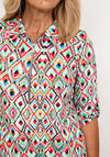 Leon Collection Maria Geo Print Half Zip Top, Multi