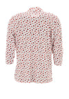 Leon Collection Rose Flower Buttoned Blouse Red & White