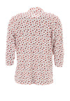 Leon Collection Rose Flower Buttoned Blouse Red & White