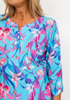Leon Collection Khloe Lily Print Top, Blue Multi