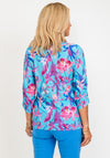 Leon Collection Khloe Lily Print Top, Blue Multi