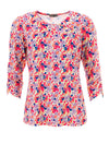 Leon Collection Laura Flower Patterned Top, Coral Mix