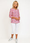 Leon Collection Laura Flower Patterned Top, Coral Mix