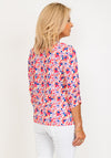 Leon Collection Laura Flower Patterned Top, Coral Mix