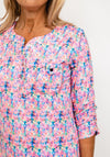 Leon Collection Naomi Abstract Print Top, Pink Multi