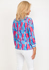 Leon Collection Viola Ribbed Collar Zip Up Top, Pink & Blue