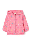 Zippy Baby Girl Printed Hooded Jacket, Pink