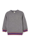Zippy Boy Striped Cuff Sweatshirt, Grey